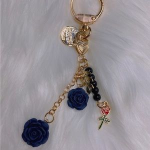 Camellia flower bag charm key fob